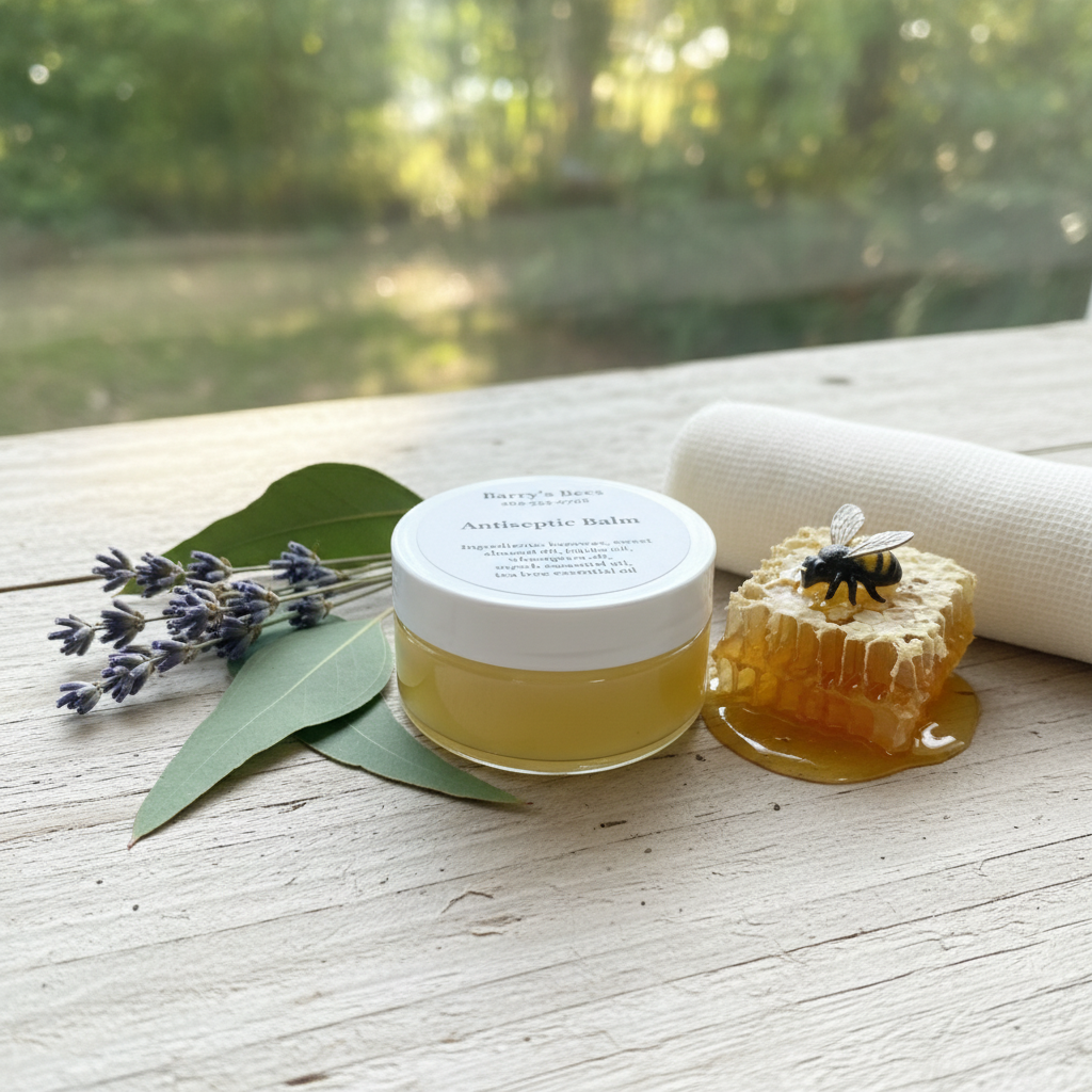 Antiseptic balm in natural healing setting