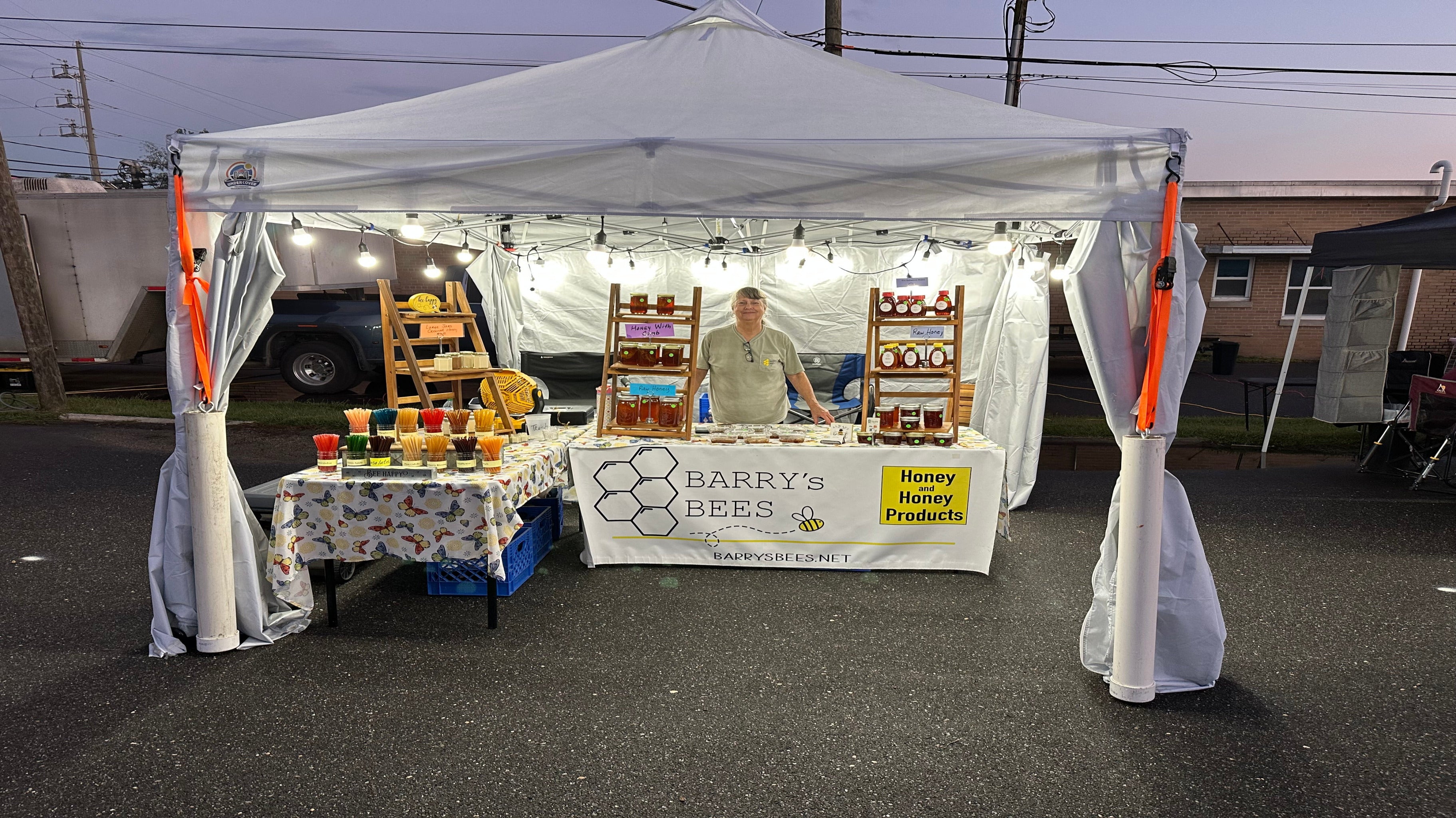 Barry's Bees festival tent in Winfield Alabama..